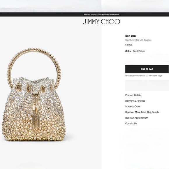 Jimmy Choo Bon Bon Gold & Silver Crystal Shoulder Bag - Picture 12 of 16